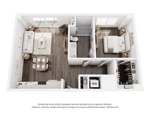 Floor plan for 1 bed, 1 bath, 759 sqft